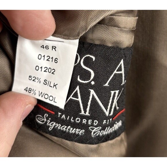 Jos A Bank Traveler Tailored Mens Brown Silk & Wool Blazer Sport Jacket 46R NWT - Picture 10 of 10